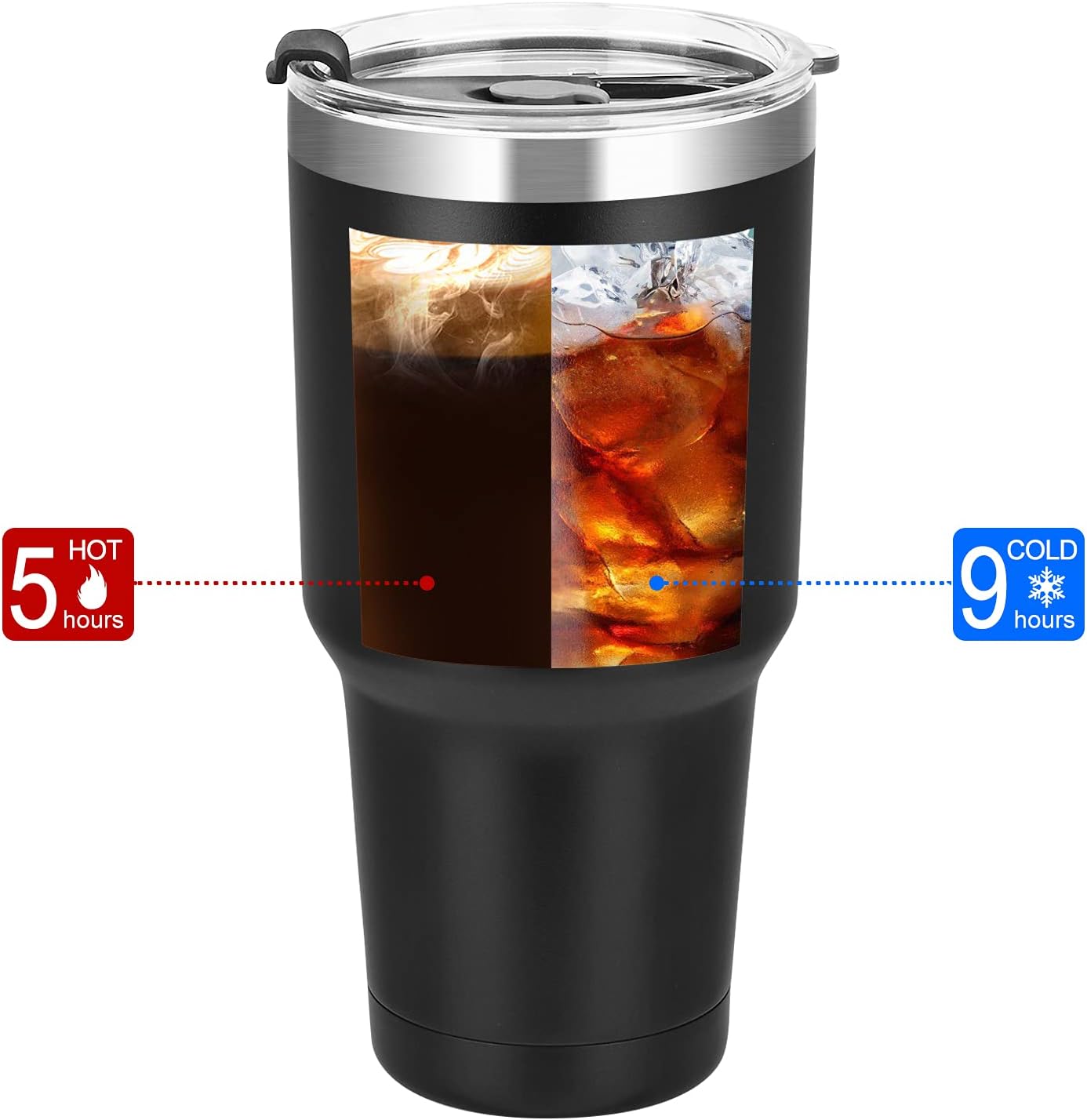 30Oz Stainless Steel Tumbler, Insulated Coffee Tumbler Cup, Double Wall Vacuum Insulated Travel Tumbler with Lid and Straw, Powder Coated Travel Mug for Hot or Cold Drinks, Black