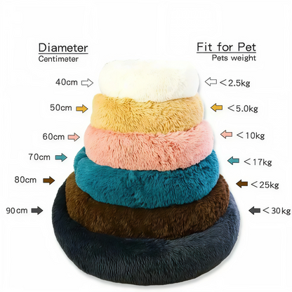 Plush Round Pet Bed – Warm & Washable for Dogs & Cats