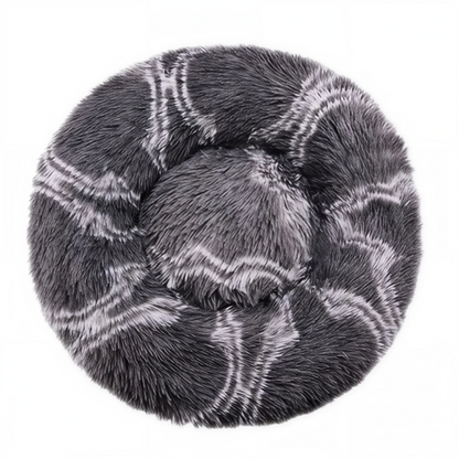 Plush Round Pet Bed – Warm & Washable for Dogs & Cats