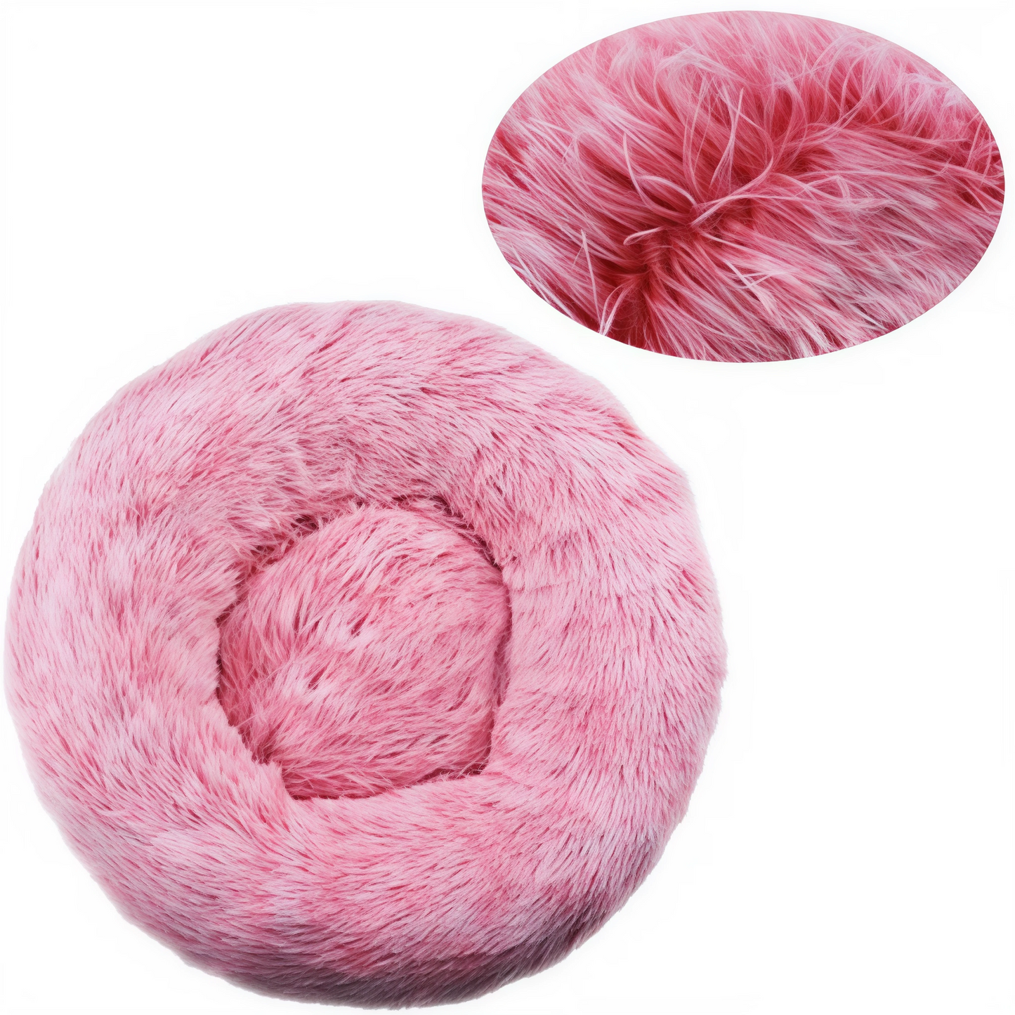 Plush Round Pet Bed – Warm & Washable for Dogs & Cats